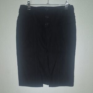 Black Button-Front Pencil Skirt